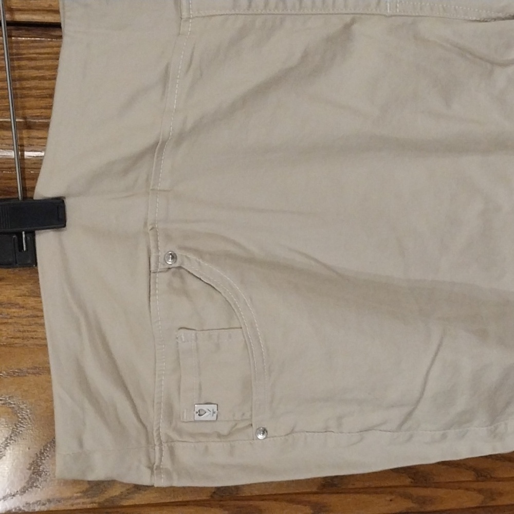 Belle By Kim Gravel NWT TripleLuxe Twill Mariner Fringe Crop Pants 28W Sandbar - Picture 6 of 13